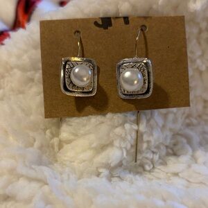 Elegant Silver and White Pearl Earrings